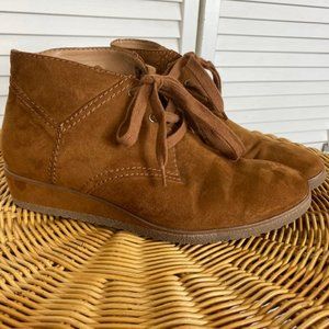 Franco Sparto Tan Brooklyn Lace Up Ankle Boot Wedge Heel 8.5